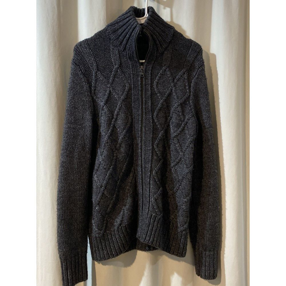 Banana Republic Cardigan Mens Full Zip Off Gray Wool Size Small
